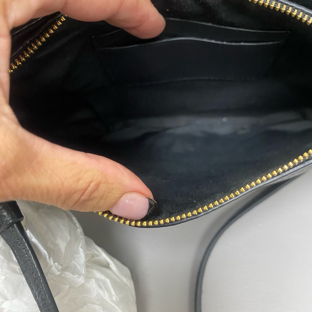💯Authentic Coach Double Zipper Pebbled Black Leather Crossbody Bag-NWOT - Picture 7 of 10